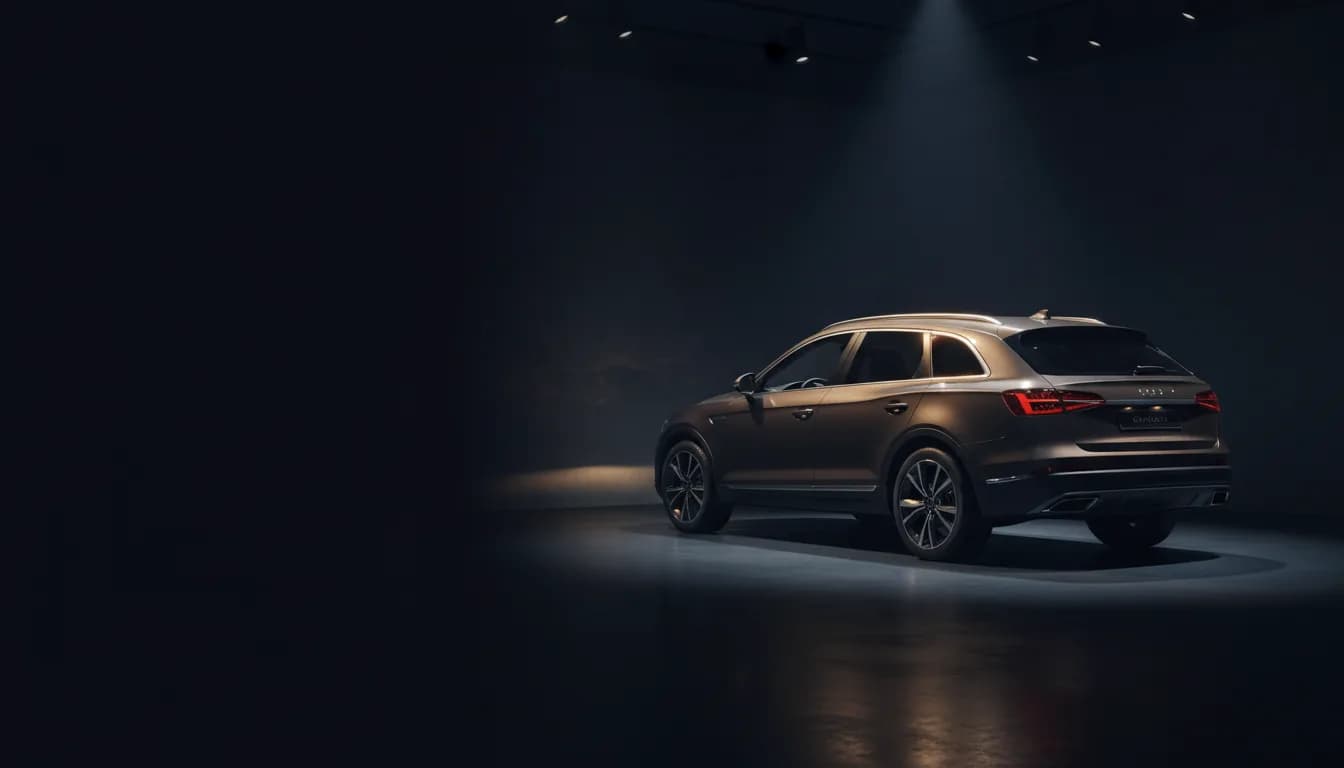 Showroom Ladel Automóviles — auto en penumbra editorial